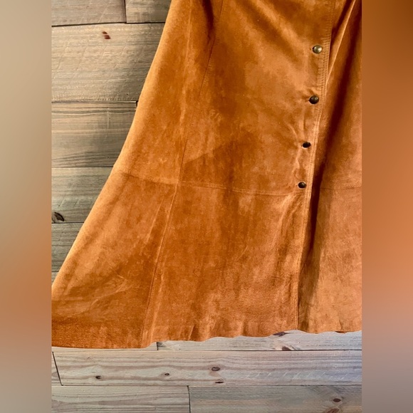VINTAGE BECHAMEL SANTA FE STYLE A-LINE SUEDE MIDI SKIRT - Picture 3 of 6
